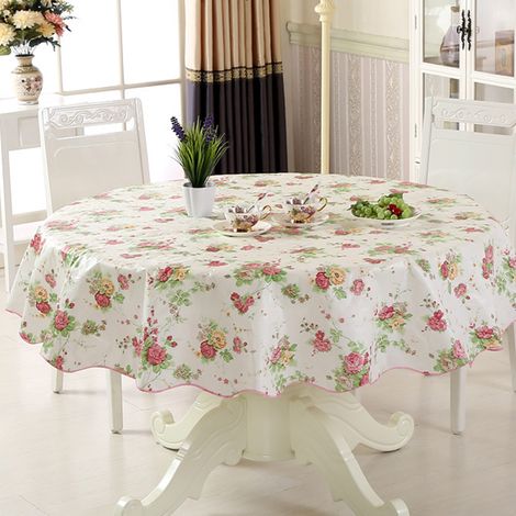 1 nappe imprimée - Années heureuses - Nappe ronde de 152 cm de diamètre