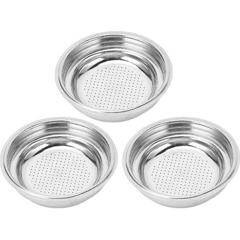 Lot de 3 filtres à café en acier inoxydable de 51 mm, panier-filtre pressurisé réutilisable, bol à café moulu (1/5)