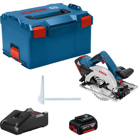 scie circulaire sans-fil GKS 18V-57 G (compatible rail de guidage, capacité de coupe : 57 mm, 2 batteries 4,0 Ah, chargeur rapide GAL 18V-40, 1 lame de scie, L-BOXX) (1/5)