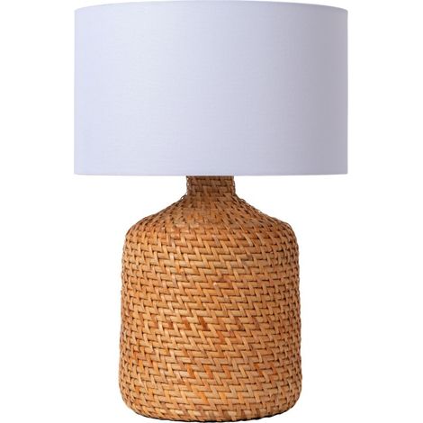 Lampada da tavolo rattan Arrah paralume bianco E27 Lucide (1/3)