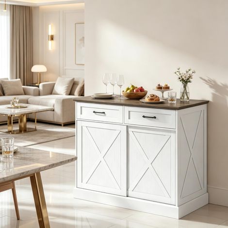Îlot central de cuisine avec rangement intégré et surface de travail, buffet utilitaire, meuble de stockage (livré sans accessoires supplémentaires) (1/5)
