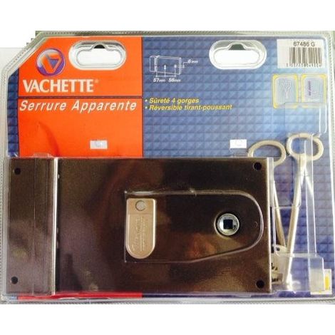 Vachette serrure à clé acier verni modèle bénarde 60 mm (1/2)