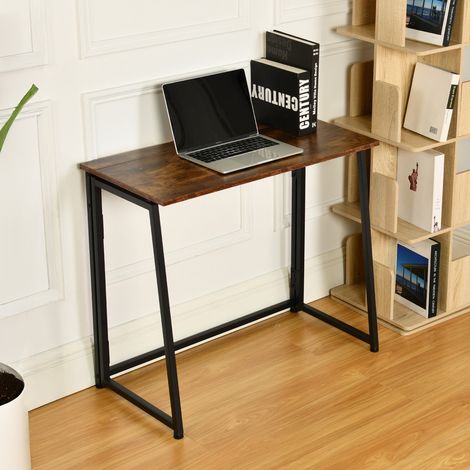 MEUBLES COSY Klapptisch für kleine Räume, klappbarer Computertisch mit Rollen, Industrie-Stil, 80x44x74 cm, braun