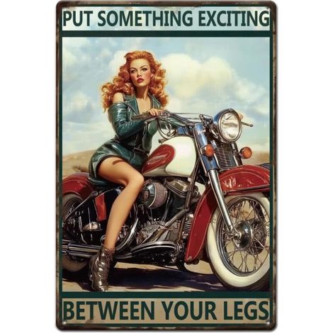 Plaques Métalliques de Moto, Plaque Étaine de Dame Pinup, Plaque Murale de Course, Art Mural de Citation, Décoration Vintage, pour Man Cave, Garage, Maison, Décoration Vintage (1/4)
