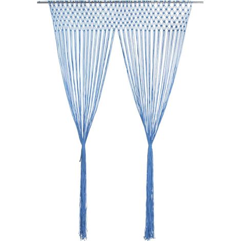 Maison Exclusive - Makramee Vorhang Blau 140x240 cm Baumwolle