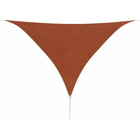 Voile d'ombrage Parasol en tissu Oxford triangulaire 5x5x5 m Ocre marron (1/5)