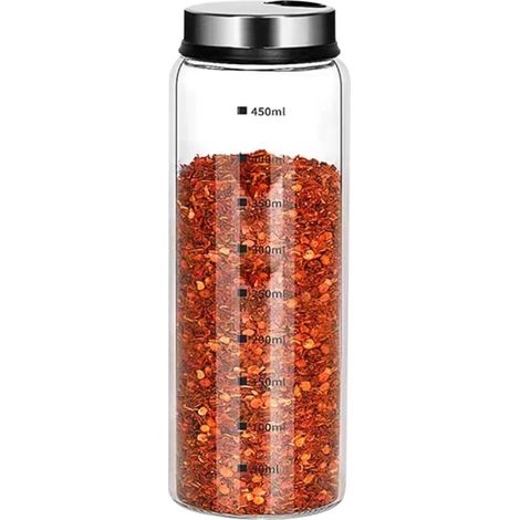 Shaker À Poivre - Verre Borosilicaté Sans Plomb - Ouvertures Réglables Pour Épices Fines Moyennes Épaisses - Capacité 300 ml - Usage Cuisine Maison Et Professionnel (1/3)