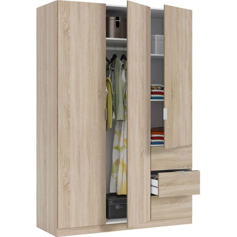 Armario 3 Puertas - Dormitorio Roble Marrón 52x135 cm (1/5)