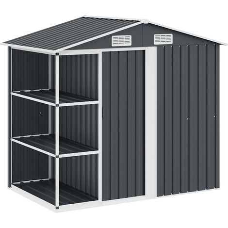 Abri de jardin avec étagère Anthracite 205x130x183 cm Fer