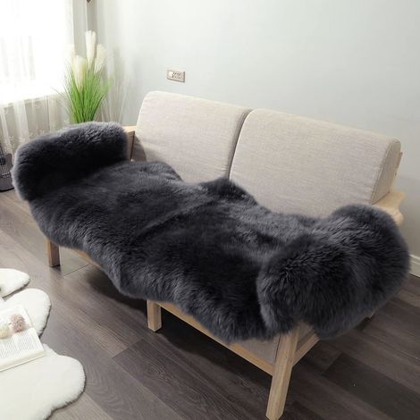 Dark Gray Artificial Irregular Plush Bay Window Cushion Sofa Cushion 150cm W x 60cm D (1/5)