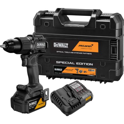 Trapano a percussione a batteria DeWALT x McLaren F1 Team DCD86MP1T , 18V, 1x 5,0 Ah e caricabatterie in TSTAK
