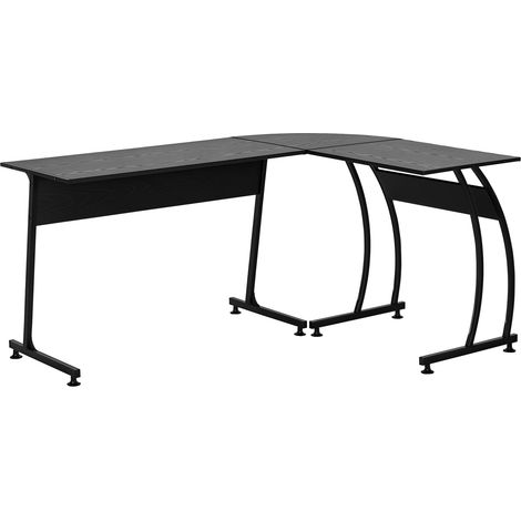 Scrivania angolare a L per computer, tavolo espositivo per laptop, scrivania da studio minimalista salvaspazio in legno e acciaio, postazione di lavoro per PC da gaming per casa e ufficio, 112,5x152x7
