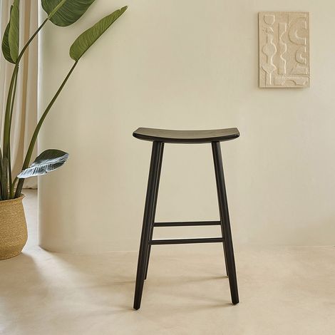 Tabouret en teck massif noir 75 cm (1/5)