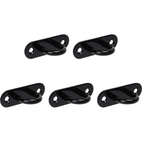 Lot de 5 œillets de fixation ovales noirs de 8 mm (0,31 po) en acier inoxydable, pour plafond et portes. Crochets de plafond renforcés et résistants à la charge. (1/5)