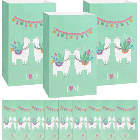 Lot de 12 sacs en papier kraft à motif alpaga, enveloppes plates, sacs cadeaux pour fêtes-12pcs