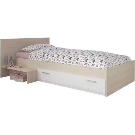 Kinderbett mit 1 Schublade - 90 x 190 cm - Naturfarben & Weiß - IPLIA (1/3)