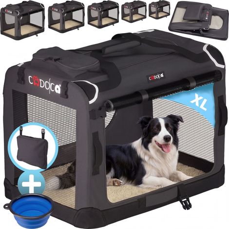 CADOCA® Hundetransportbox faltbar Katzentransportbox Transportbox Autobox Hundebox Box versch. Größen Farbwahl  XL - Anthrazit