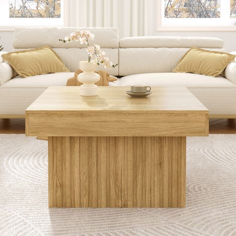 Table basse scandinave gigogne 2 pièces - Design moderne avec plateau PB et base MDF - 79x79x46 cm (1/5)