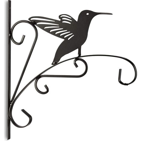 CCYKXA  Wandhaken für Pflanzen, Hängeampel für Vögel, Metallblumentopf, Gartendekoration, H x B x T 30 x 28 x 2 cm, schwarz