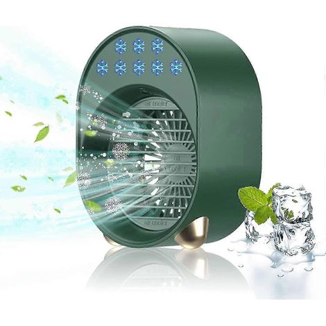 Climatiseur portable, mini climatiseur ventilateur, rafraîchisseur d'air portable, mini climatiseur rechargeable vert (1/2)