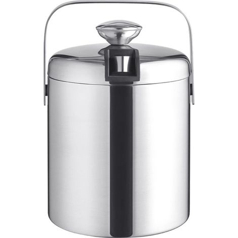 Seau à Glace Isotherme avec Pinces Poignée Couvercle 1,3L Double Paroi en Acier Inoxydable Sceaux à Glacon Rafraîchisseur Champagne pour Bouteille (1/5)