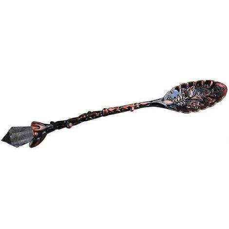 Cuillère à thé, café ou dessert vintage à motif floral, long manche en cristal, en cuivre XHORed (1/5)