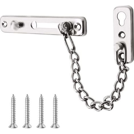 Chaînes Argenté de Porte de Sécurité Verrou de Porte Coulissant avec Vis pour Famille Hôtel Appartement (1/5)