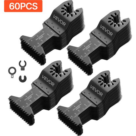 Lame Scie Oscillante 60 PCS Lame Outil Multifonction Dent Japonaise, pour Outil Oscillant, Bois, Plastique, Universelle Compatible avec Dewalt, Milwaukee, Bosch, Craftsman, Changement Rapide (1/5)