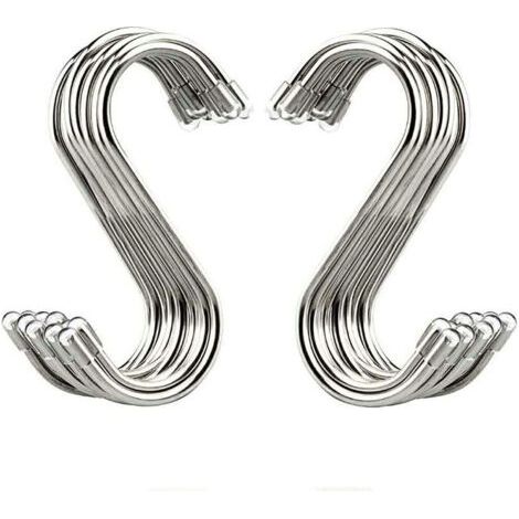 20 Stück S-Haken 8,9 cm aus Edelstahl für Küche, Werkstatt, Bad, Garten.