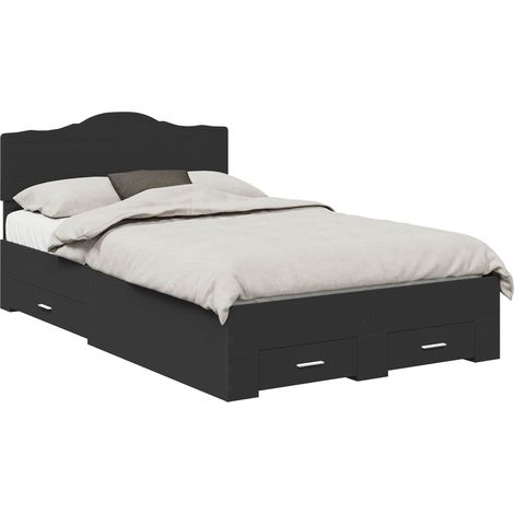 Estructura de cama Negro 135 x 190 cm Madera de ingeniería vidaXL