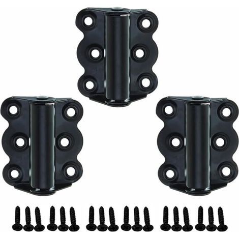 Set mit 3 verstellbaren, selbstschließenden Türbändern inklusive Schrauben, Edelstahl-Federband für Schlafzimmertüren und Gartentore aus Holz (schwarz) (1/5)