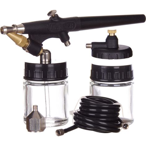 AIRBRUSH AIRBRUSH DÜSE 0,8MM 2 TANKS 20ML MALEREI 1/4 M5 (1/5)