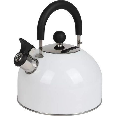 Edelstahl Flötenkessel 2,5L Pfeifenkessel Teekessel Wasserkocher Wasserkessel - weiss (1/4)