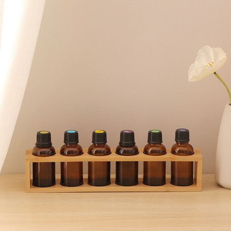 Boîte de rangement d'huile essentielle en bois, présentoir en bois massif, organisateur, support d'huile essentielle, présentoir de bouteilles d'aromathérapie, 6 trous