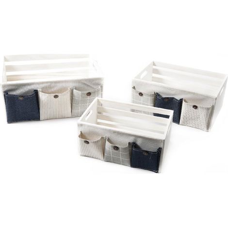 Set 3 Cassette in legno ''Pocket'' cambio stagione box in Legno per abiti e biancheria (1/3)