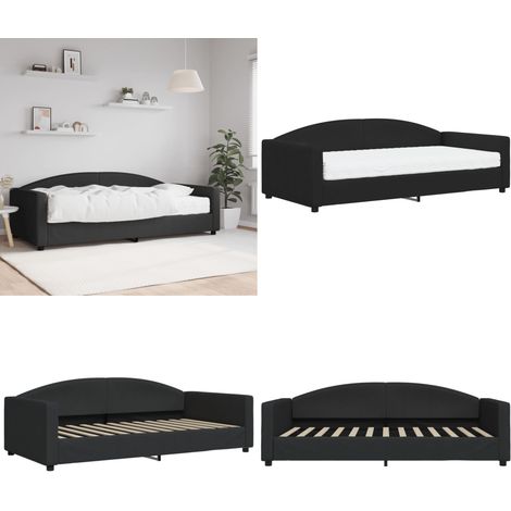vidaXL Tagesbett mit Matratze Schwarz 100x200 cm Stoff (1/5)
