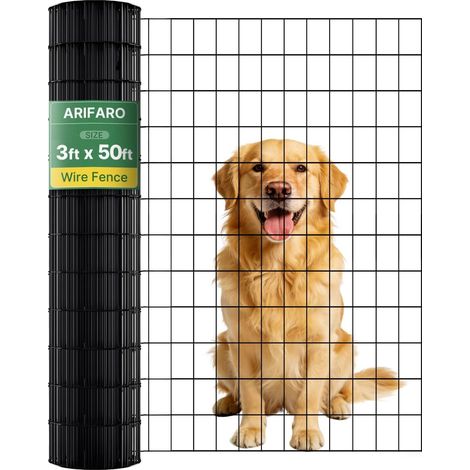 0,9M x 15M Clôture Métallique en Treillis métallique Épaisseur fil 2mm Maille 5cm x 7,5cm Avec PVC, Rouleau de Treillis Métallique Avec Revêtement Galvanisé à Chaud pour Chiens, Poules, Lapins (1/5)