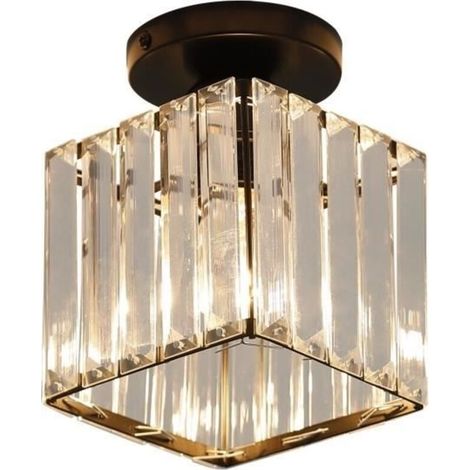 Lámpara de techo LED - Lámpara de techo cuadrada de cristal E27 - para salón/comedor - Tamaño: 13x18CM (1/4)
