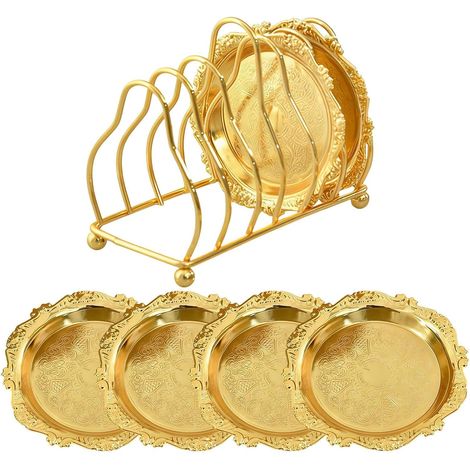 Plateaux à servir vintage pour fête Plateau à snacks en acier inoxydable Plat à Snack en Métal pour maison, cuisine, table à manger, bar, bureau, réceptions, dîner, mariage, thé de (1/5)