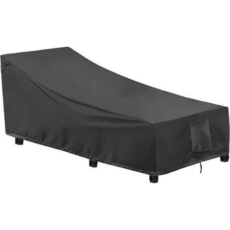 Housse de chaise longue jardin 2 pièces, XU, Tissu Oxford 400D, Coupe-Vent, Anti-UV Protection Transat Soleil avec Grilles D'aération, Patio (208x76x79/41cm KZQ - KZQ (1/4)