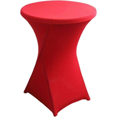 (S Rouge) Nappe de table de cocktail unie, très élastique, résistante à l'huile, taille universelle, installation facile (1/5)