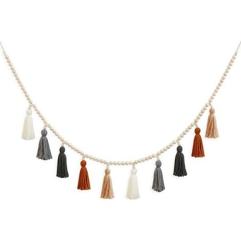 Couronne de Perles en Bois avec Frange, Décoration Murale Boho pour Chambre à Coucher, Chambre D'Enfant (1/4)
