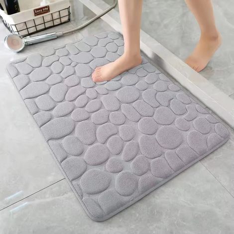 50 x 80 cm   Gris clair Tapis de bain en mousse à mémoire de forme   Tapis de bain absorbant   Tapis de bain   Tapis de douche décoratif   Tapis antidérapant pour salle de bain et salon