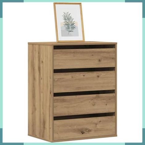 852878 Commode d'angle chêne artisanal 60x41x76 cm bois d'ingénierie (1/5)