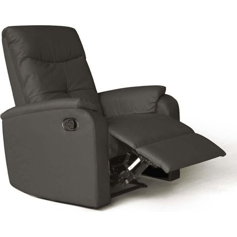 Poltrona Relax Manuale Reclinabile in Ecopelle Marrone con Braccioli (1/4)