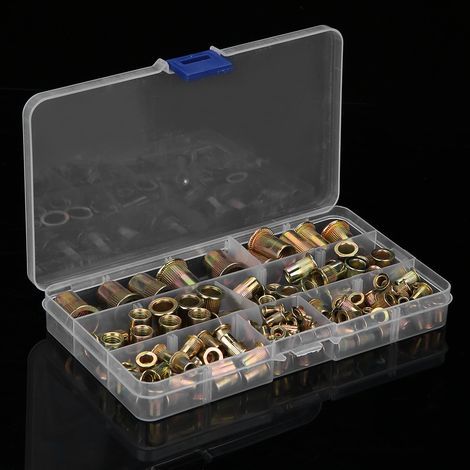 150 pièces inserts à riveter borgnes à tête plate en acier carbone M3 M4 M5 M6 M8 M10 M12 Rivnuts filetés (1/5)