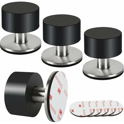Lot de 4 butées de porte en caoutchouc, butées de porte auto-adhésives 3M pour plinthes, butées de porte fixées au mur pour atténuer le son à la maison, au bureau, sur la terrasse (1/5)