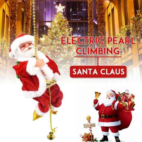 Père Noël Figurine électrique Escalade grimpeurs Santa Jouet Drôle De Ornement Suspendu pour La Maison Décoration Noël (1/4)