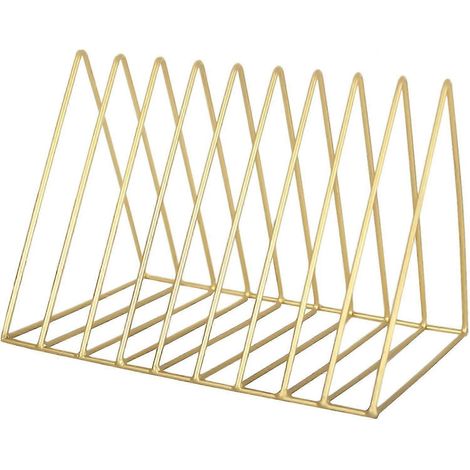 Porte-revues en métal doré Lai Li, étagère de bureau triangulaire, présentoir à disques vinyles moderne, porte-revues de bureau, CD, magazine (1/5)