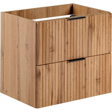 Möbelwaschtisch NOXERA – 60 cm – 2 Schubladen – Farbe Wotan-Eiche – Modernes Hängemöbel